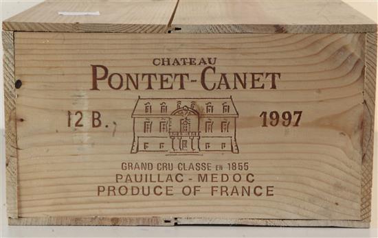 A case of twelve bottles of Chateau Pontet-Canet, 1997.